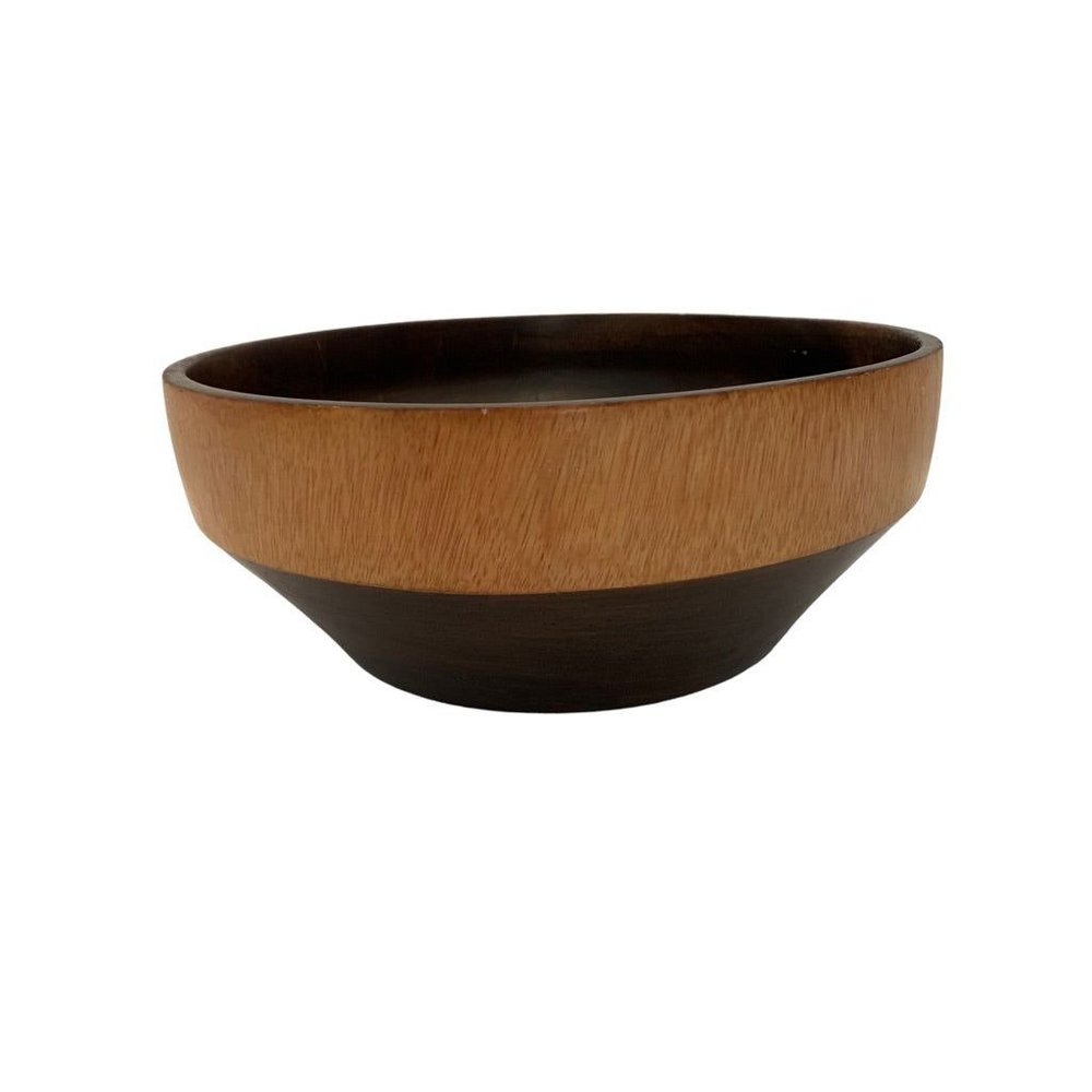 Vintage 12" Decorative Two Tone Wooden Centerpiece Bowl